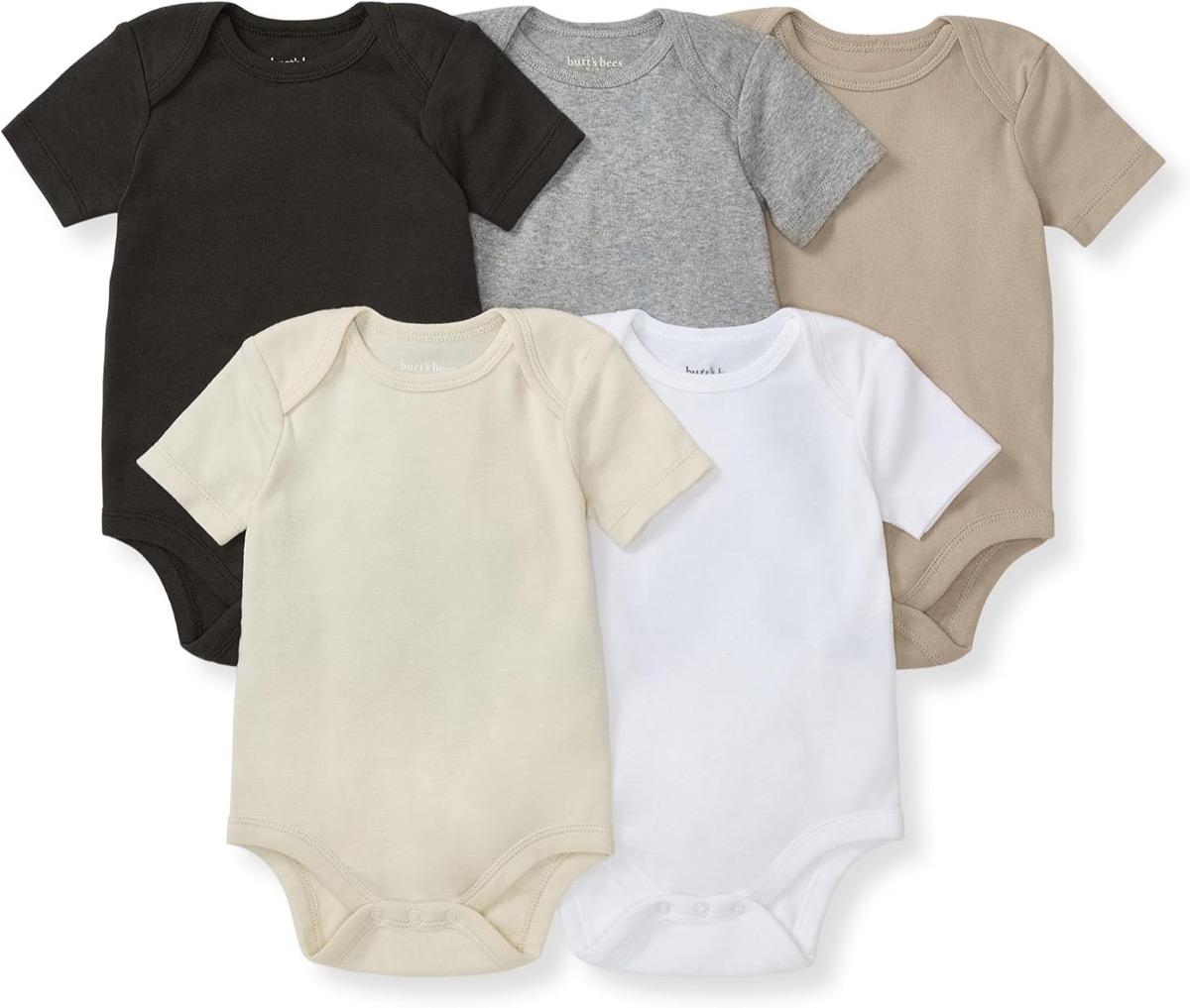 Burt's Bees Baby Pack x5 bodies manga corta, 100% algodón orgánico GOTS