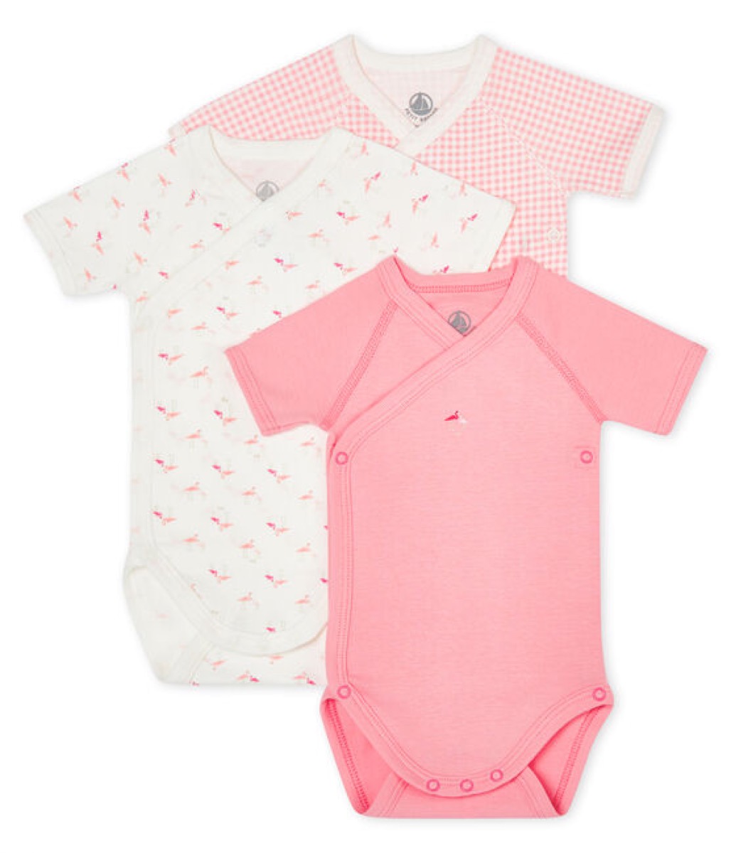 Petit Bateau Pack x3 bodies manga corta, algodón orgánico (recién nacido a 12 m)