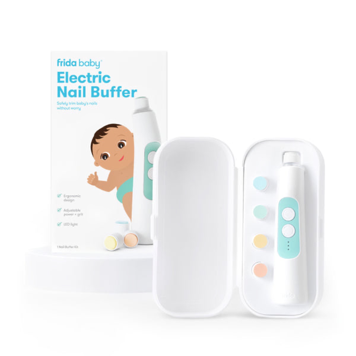 Frida Baby Electric Nail Buffer (lima eléctrica, 4 almohadillas + estuche)