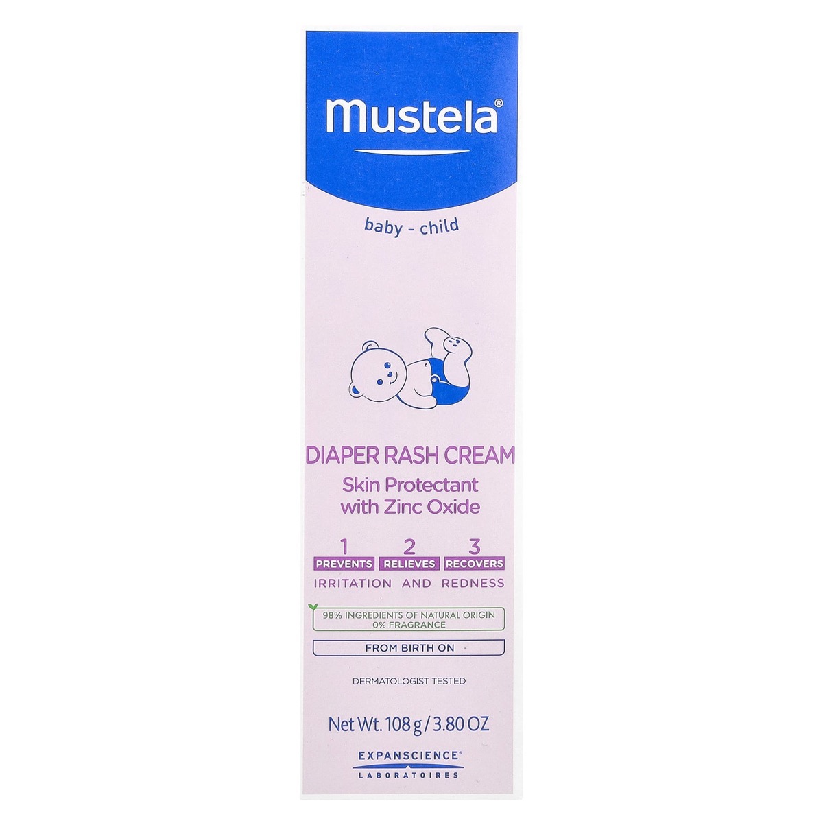 Mustela Crema 1-2-3 Vitamin Barrier (óxido de zinc), 108 g