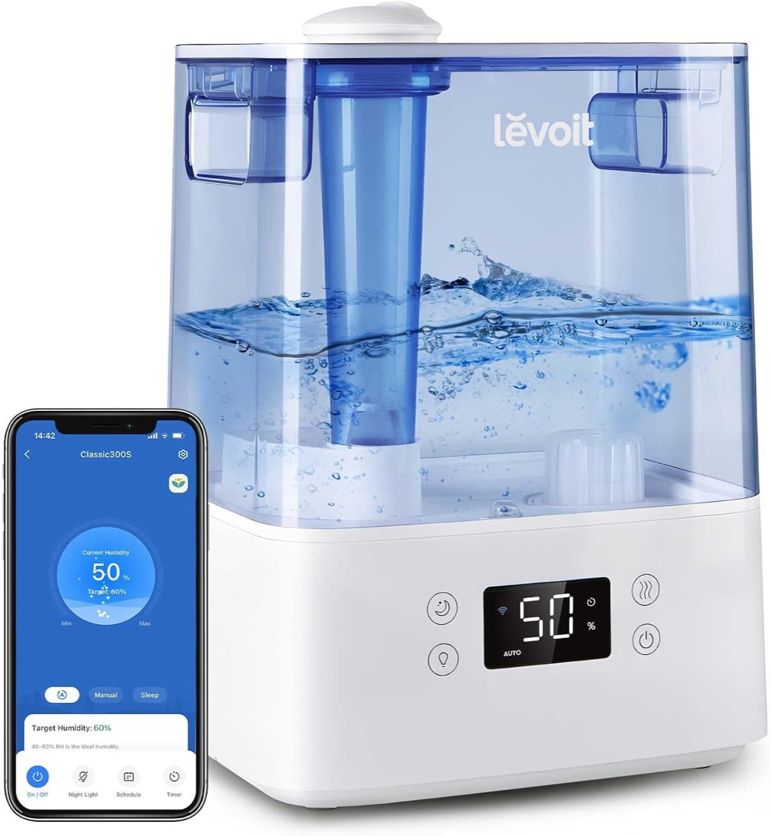Levoit Classic 300S (vapor frío, 6 L, con app y sensor de humedad)