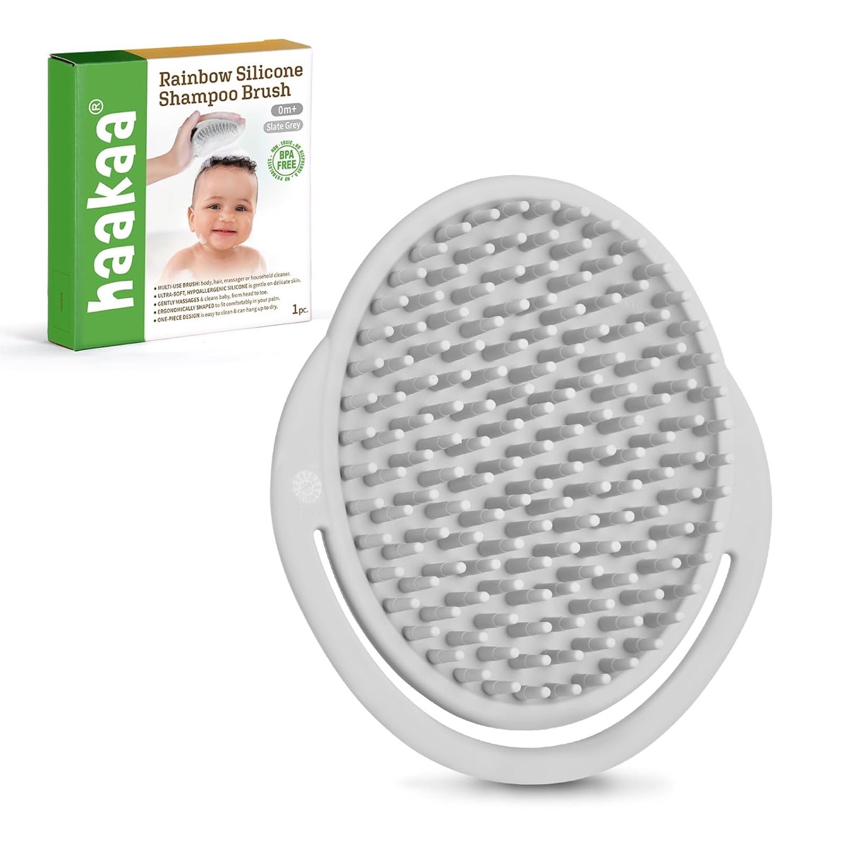 Haakaa Cepillo de silicona para champú y costra láctea