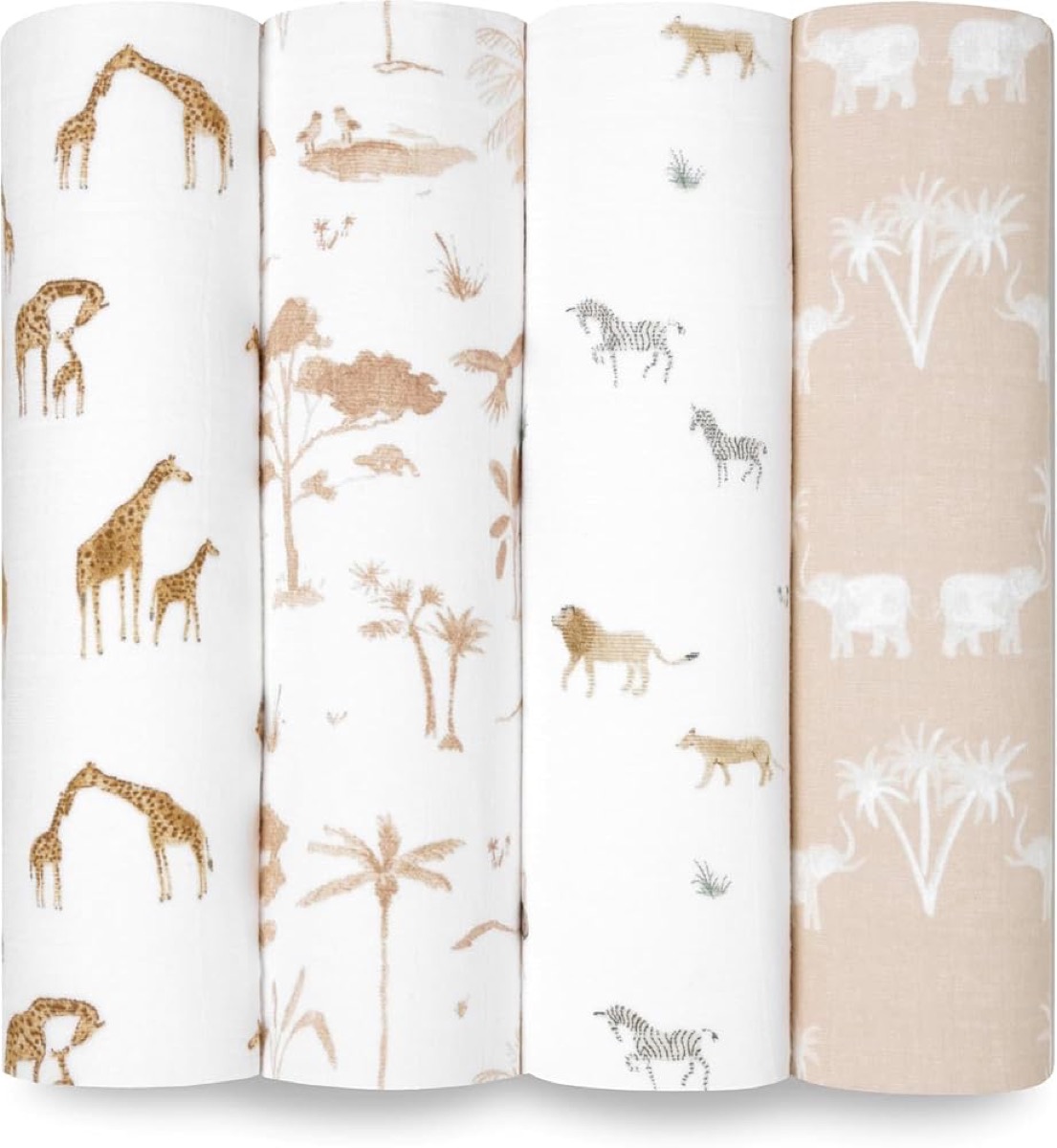 aden + anais Boutique, manta de muselina de algodón orgánico, pack x4 (Safari Dreams)