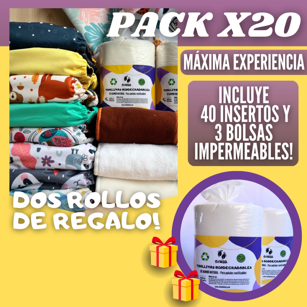 Simba Kids Pack x20 Completo Máxima Experiencia (incluye 40 absorbentes)
