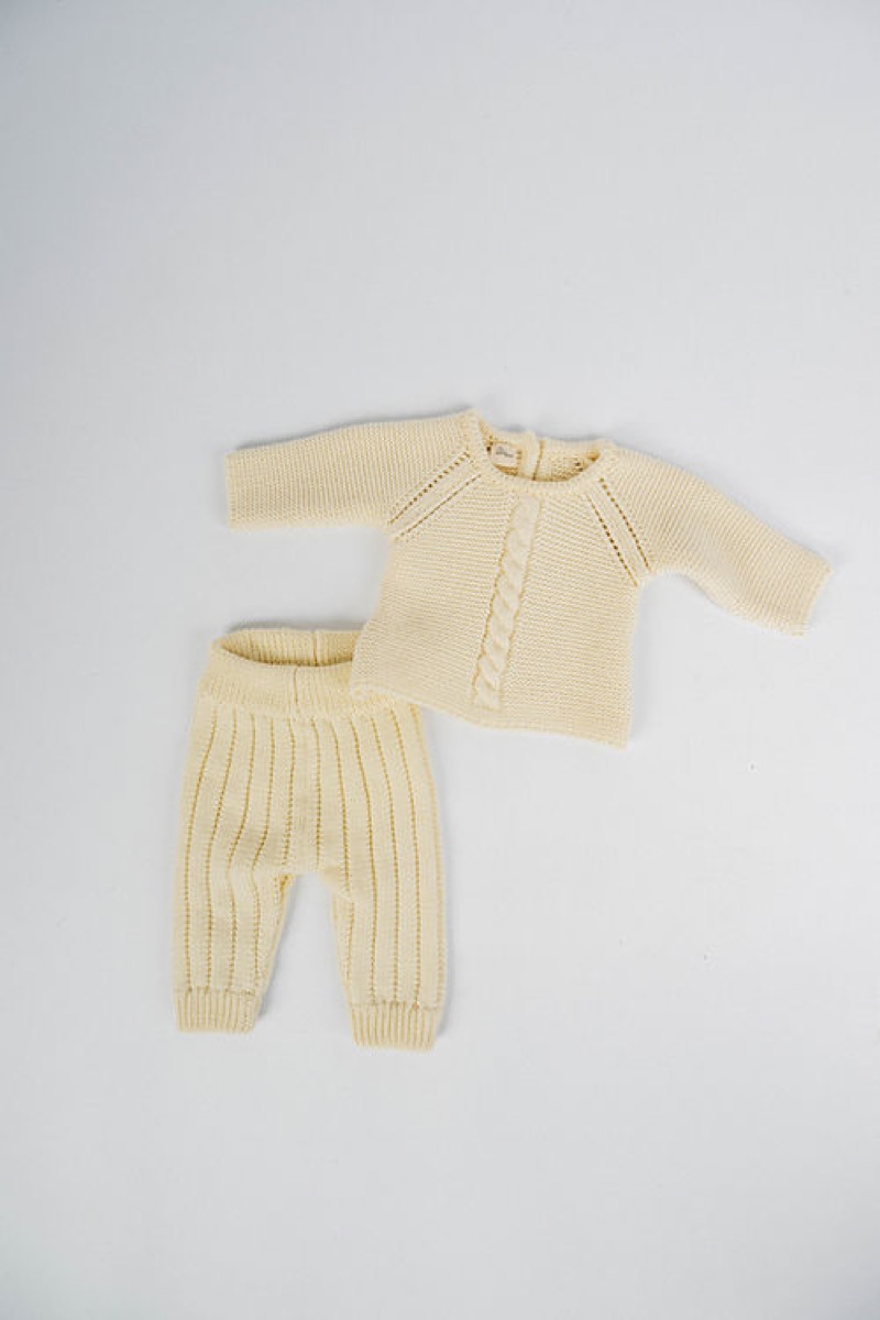 Ciao Bambini Conjunto primera muda tejida, lana merino (buzo y pelele)