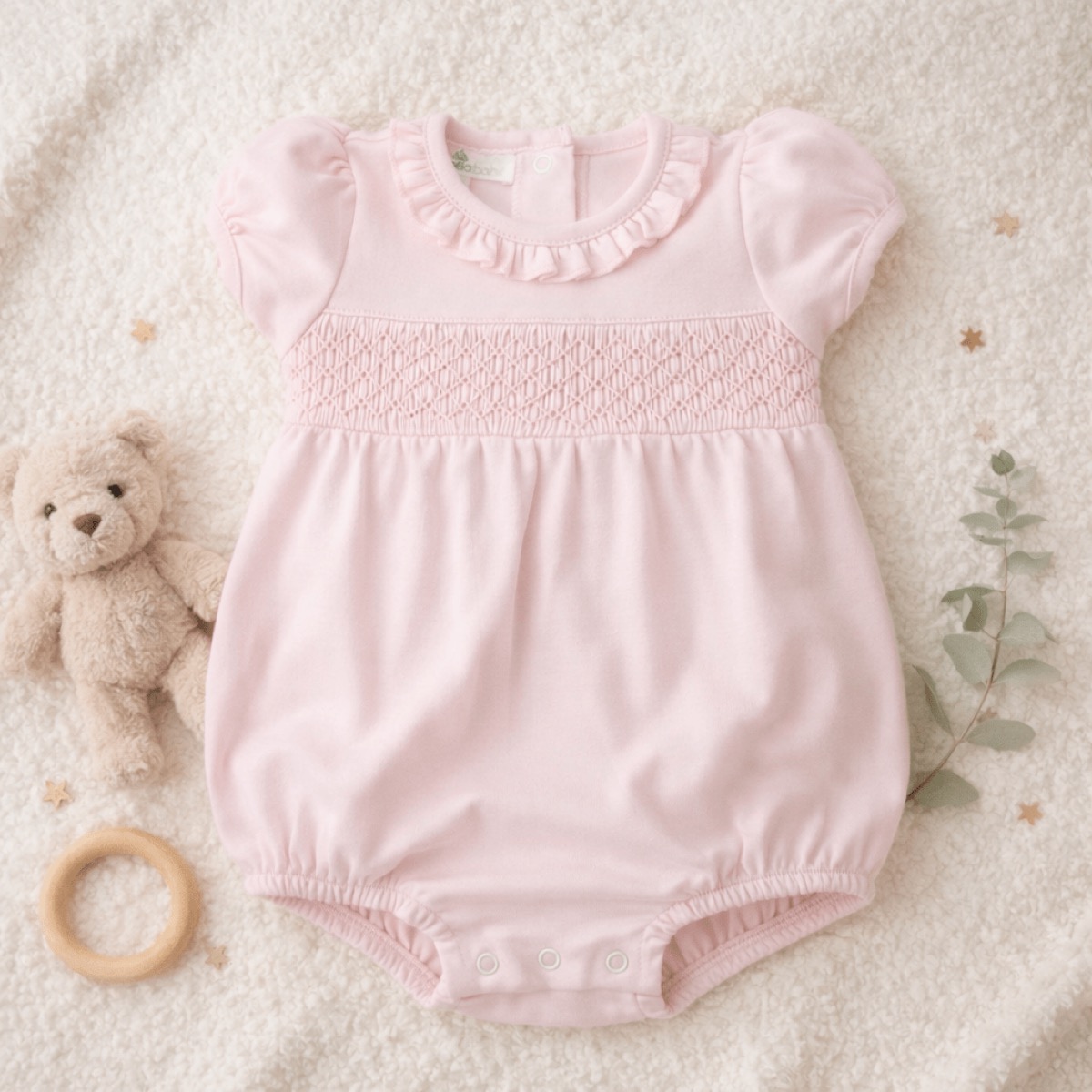 Magnolia Baby Essentials Smocked Bubble, rosa (pima peruano)