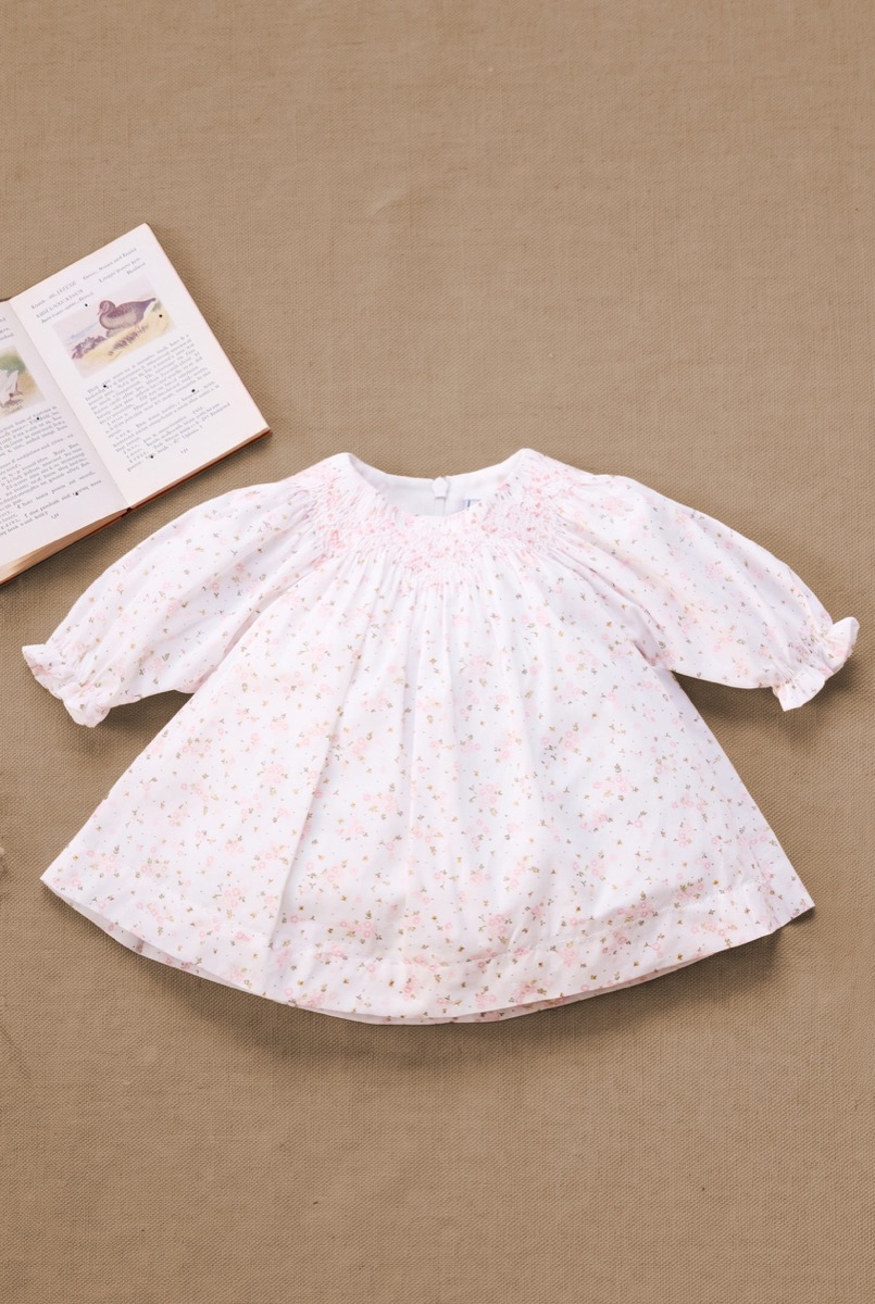 Tartine et Chocolat Robe écru, algodón estampado floral (1-9 m)