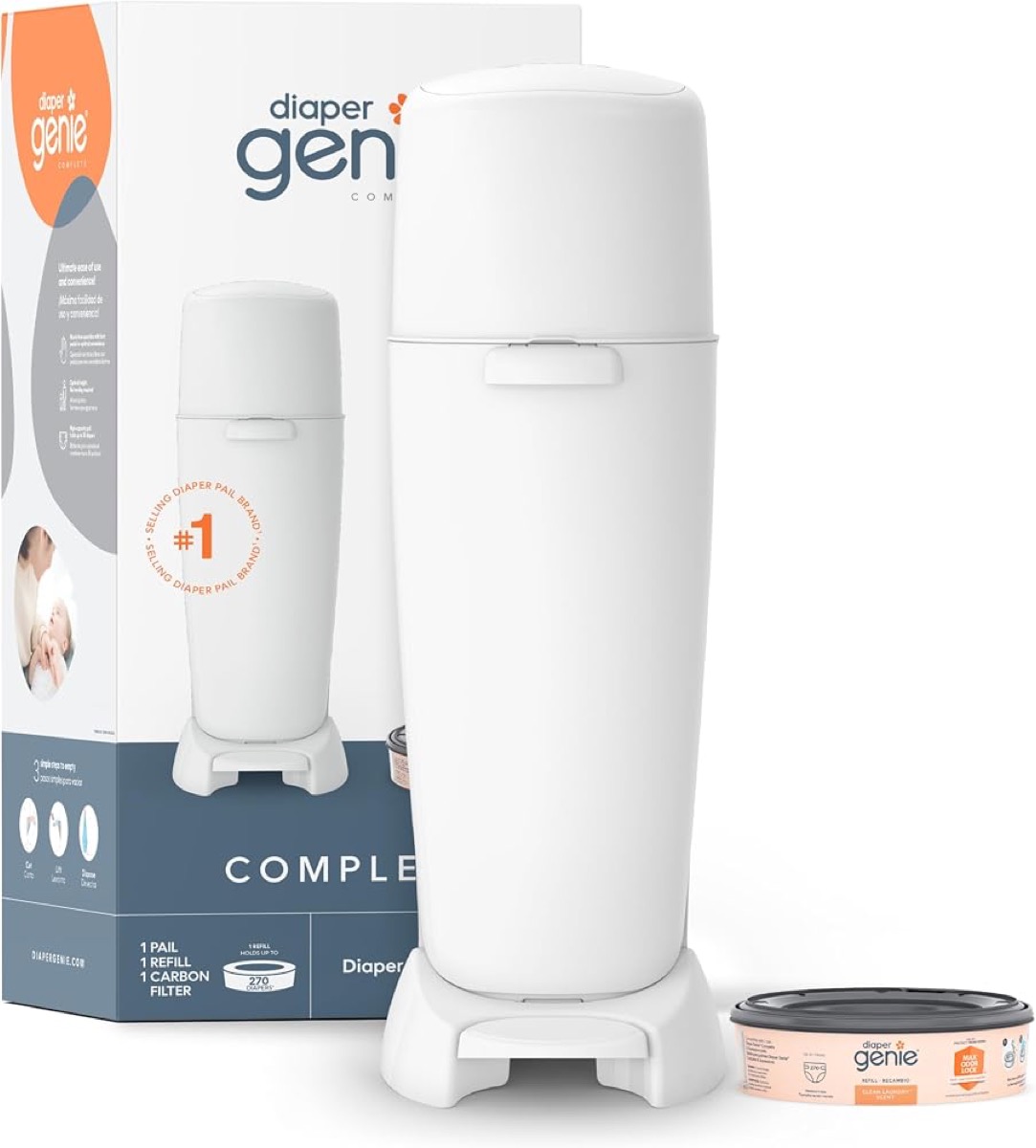 Diaper Genie Complete, tacho blanco con 1 recambio